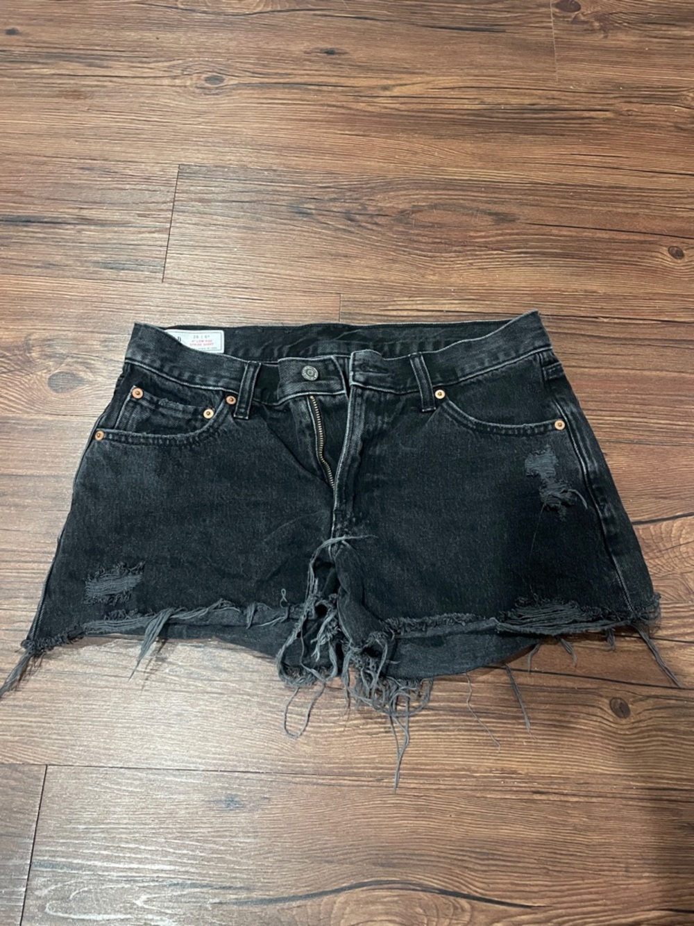 Women's Black Distressed Denim Shorts